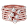 Bronzallure Purezza 18ct Rose Gold-plated Cubic Zirconia Set of 6 Stacking Rings