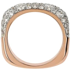 Bronzallure Riviera 18ct Rose Gold Plated Cubic Zirconia Square Shaped Ring (Size N)