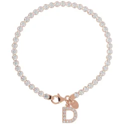 Bronzallure Tennis Gemstone With Charm Initial D Bracelet
