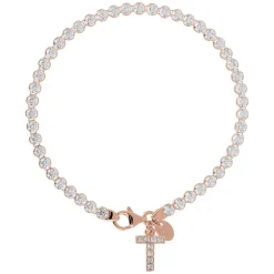 Bronzallure Tennis Gemstone With Charm Initial T Bracelet