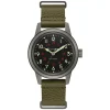 Bulova Hack 38mm Black Dial Green NATO Leather Strap Watch