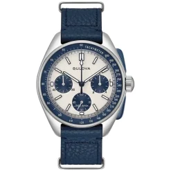 Bulova Heritage Lunar Pilot 43.5mm Chronograph White & Blue Dial Bracelet Watch