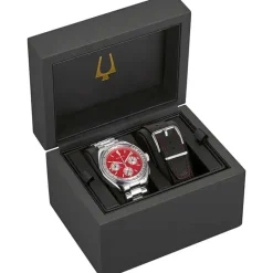 Bulova Lunar Pilot Chronograph Blood Moon 44mm Red Dial Steel Bracelet Watch