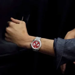 Bulova Lunar Pilot Chronograph Blood Moon 44mm Red Dial Steel Bracelet Watch