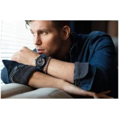 Bulova Maquina Chronograph 46mm Black Dial Blue Strap Watch