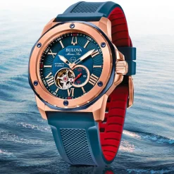 Bulova Marine Star 45mm Automatic Blue Dial Blue Strap Watch