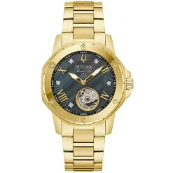 Bulova Marine Star 37mm MOP Dial Gold Toned Steel Bracelet Watch