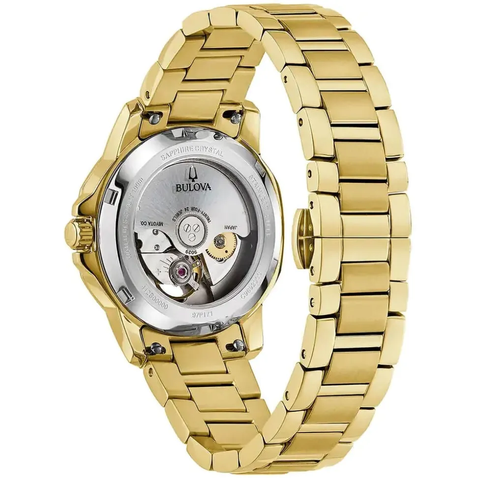 Bulova Marine Star 37mm MOP Dial Gold Toned Steel Bracelet Watch
