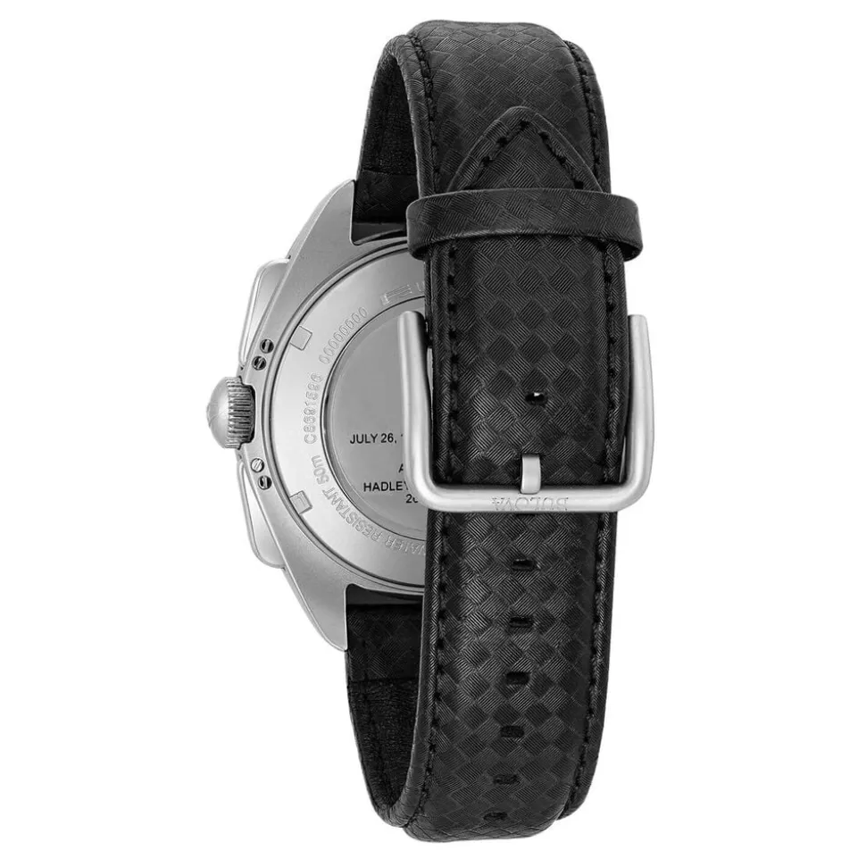 Bulova Moonwatch 45mm Black Dial Steel Case Black Strap Watch