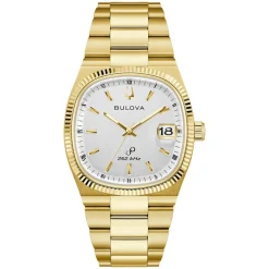 Bulova Super Seville 38mm Silver Dial Yellow Gold PVD Steel Bracelet Watch
