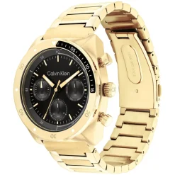 Calvin Klein CK Flex 42mm Black Dial Gold Plated Steel Bracelet Watch
