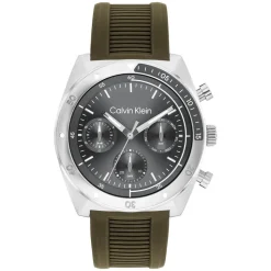 Calvin Klein CK Flex 42mm Grey Dial Green Silicon Strap Watch