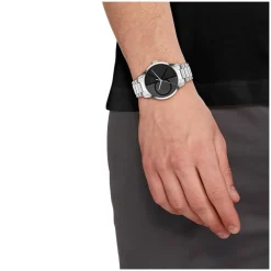 Calvin Klein Iconic 40mm Black Monogramed Dial Steel Bracelet Watch