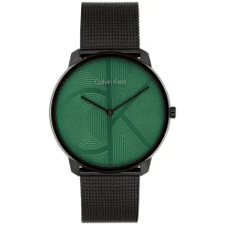Calvin Klein Iconic 40mm Green Dial Black IP Case Mesh Bracelet Watch