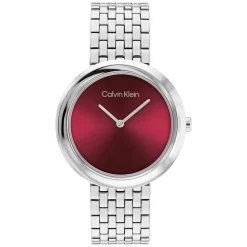 Calvin Klein 34mm Raspberry Dial Stainless Steel Bracelet Watch