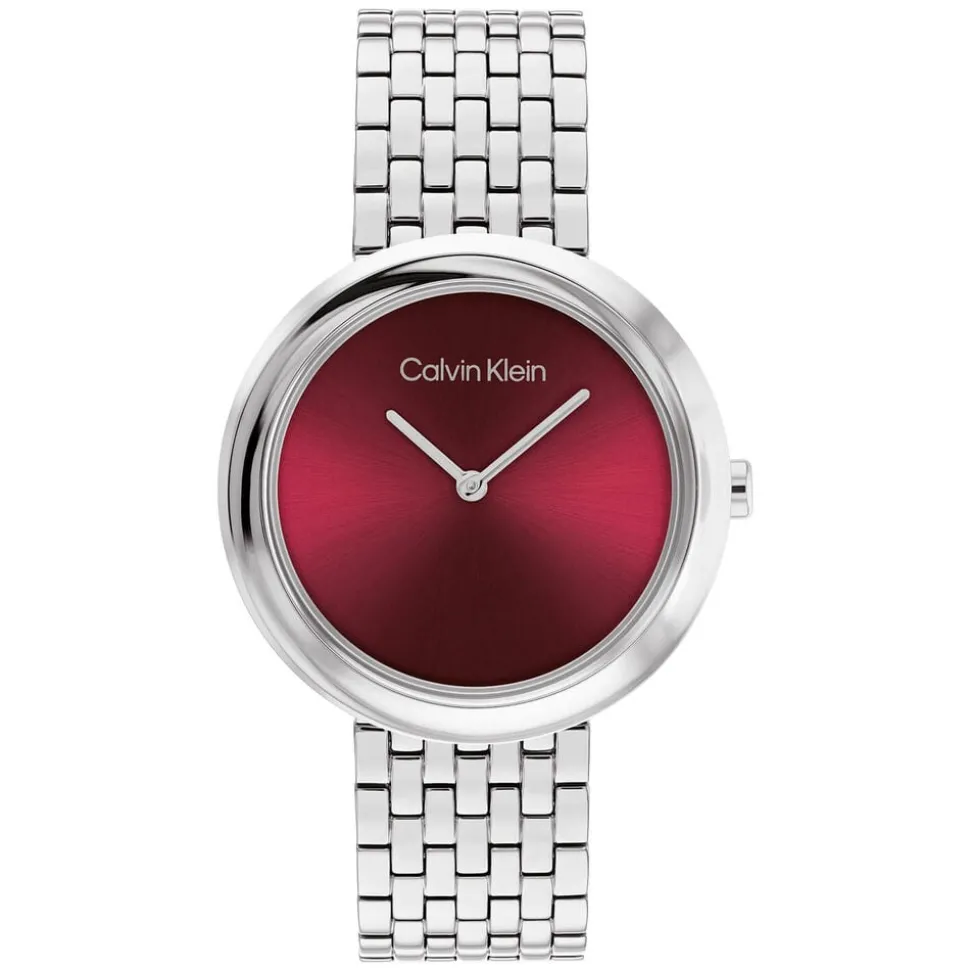 Calvin Klein 34mm Raspberry Dial Stainless Steel Bracelet Watch
