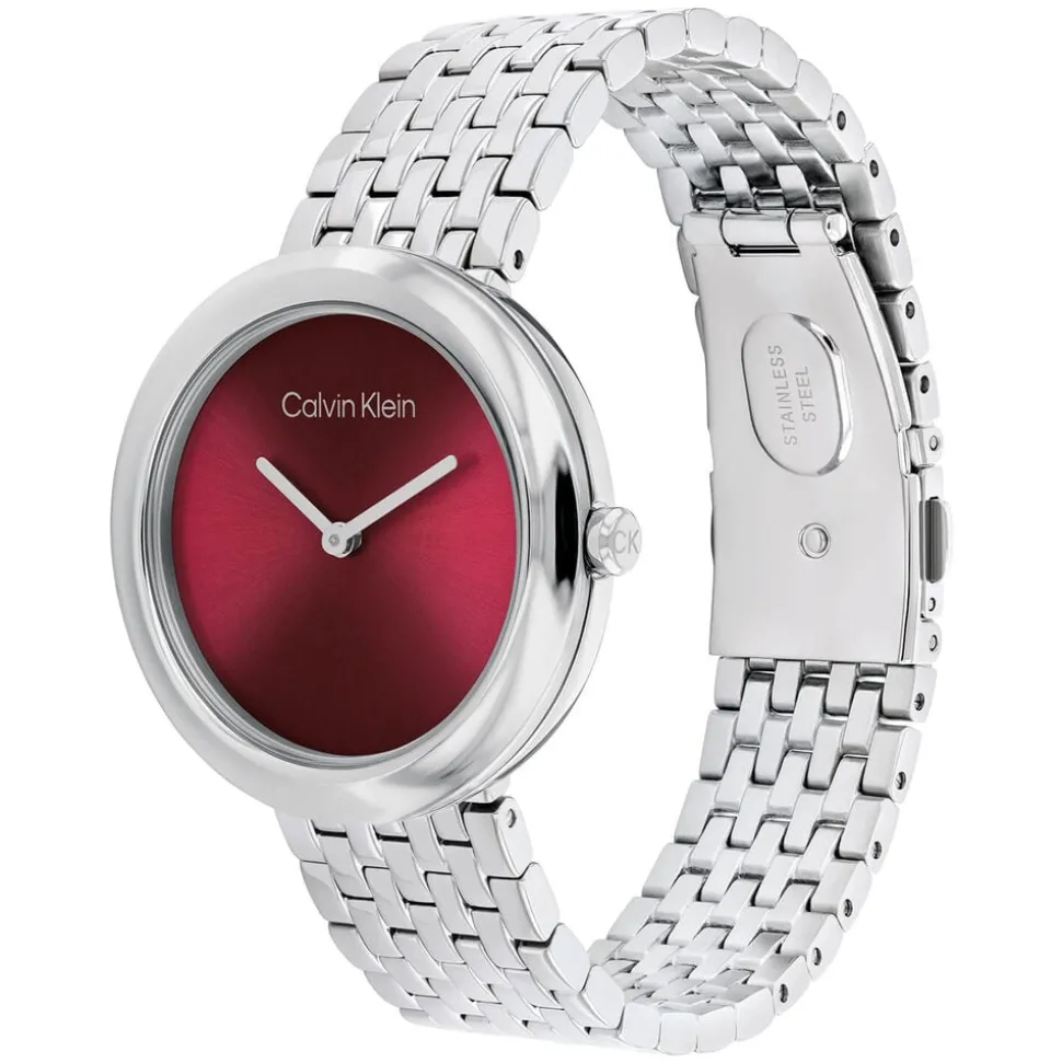 Calvin Klein 34mm Raspberry Dial Stainless Steel Bracelet Watch