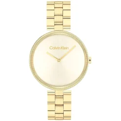 Calvin Klein 32mm Yellow Gold Dial Steel Bracelet Watch