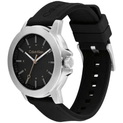 Calvin Klein Reset 42mm Black Dial Steel Case Black Rubber Strap Watch