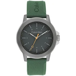 Calvin Klein Reset 42mm Grey Dial Green Rubber Strap Watch