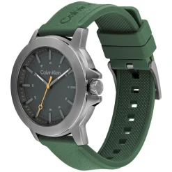 Calvin Klein Reset 42mm Grey Dial Green Rubber Strap Watch