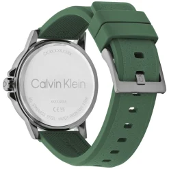 Calvin Klein Reset 42mm Grey Dial Green Rubber Strap Watch