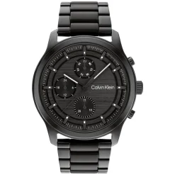 Calvin Klein Timeless 44mm Chronograph Black Plated Steel Bracelet Watch