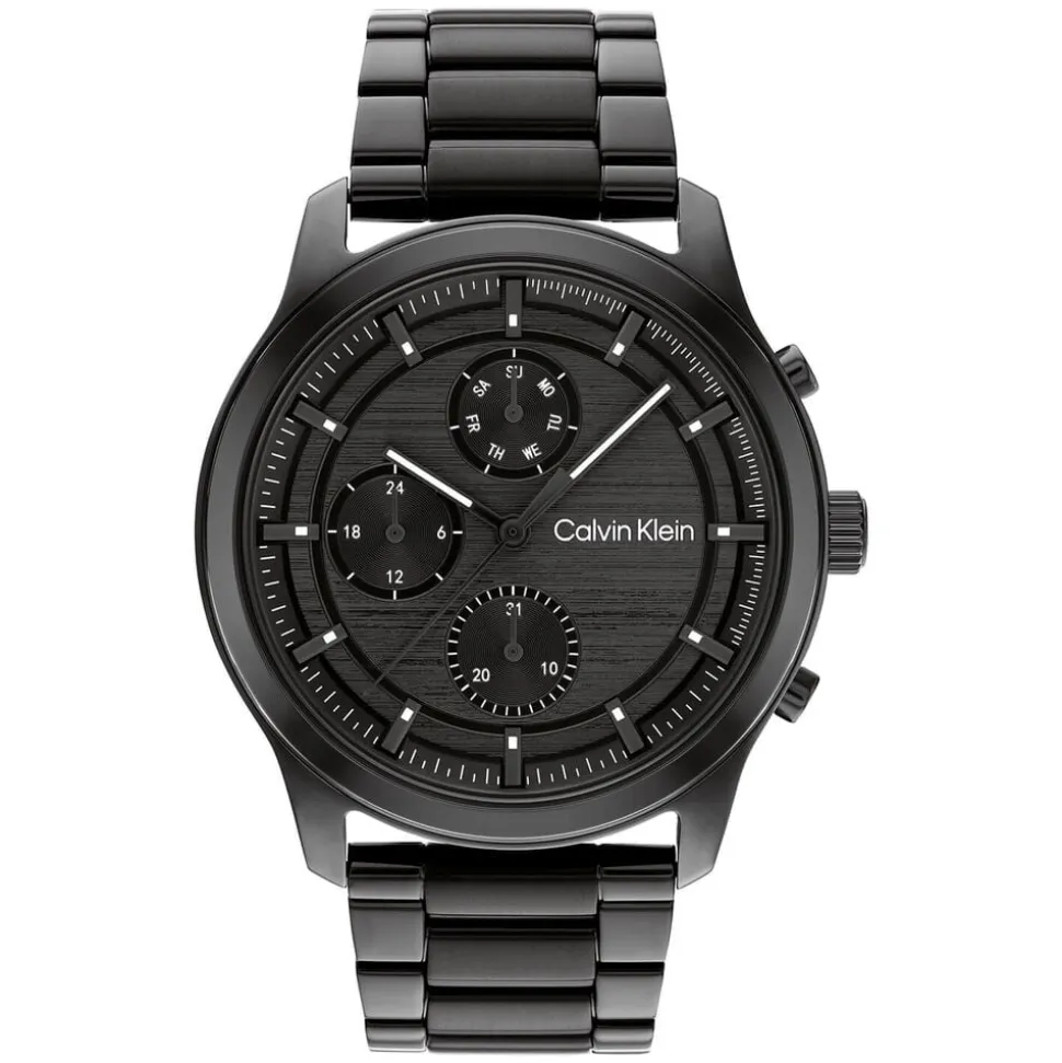 Calvin Klein Timeless 44mm Chronograph Black Plated Steel Bracelet Watch