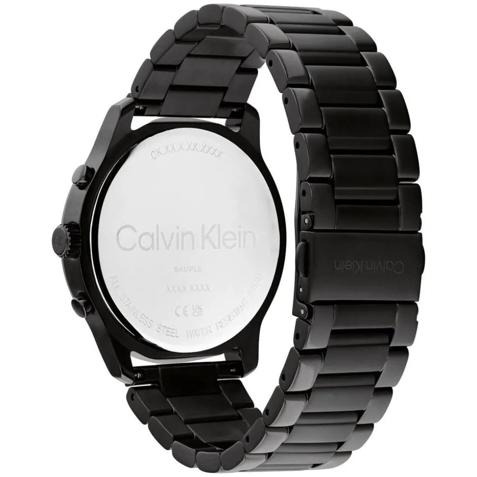 Calvin Klein Timeless 44mm Chronograph Black Plated Steel Bracelet Watch