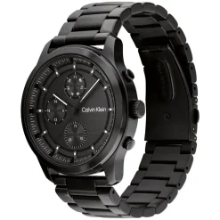 Calvin Klein Timeless 44mm Chronograph Black Plated Steel Bracelet Watch