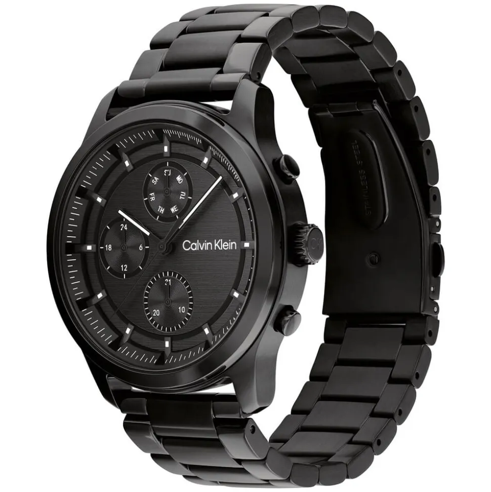 Calvin Klein Timeless 44mm Chronograph Black Plated Steel Bracelet Watch