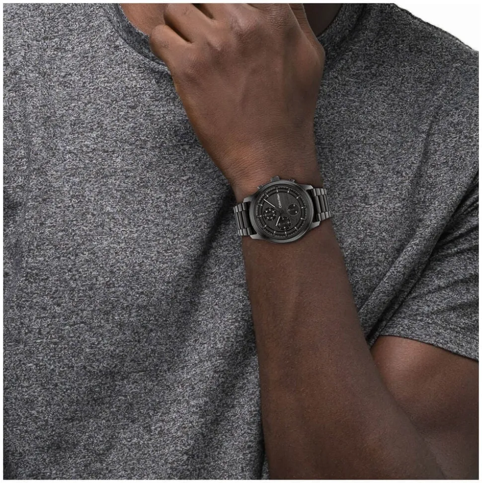 Calvin Klein Timeless 44mm Chronograph Black Plated Steel Bracelet Watch