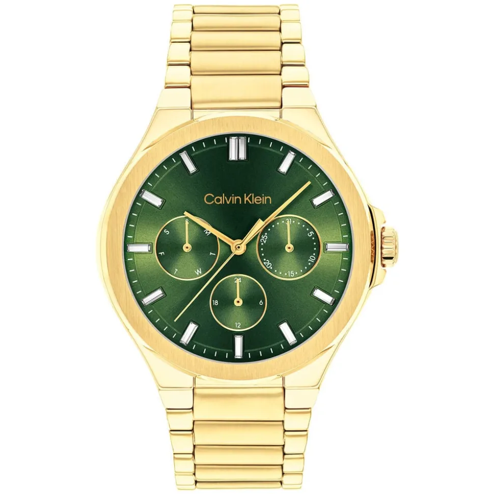Calvin Klein Vibrancy 38mm Green Dial Gold Plated Steel Bracelet Watch