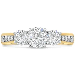 18 Carat Yellow Gold 3 Stone Diamond Channel 1.00ct Ladies Ring