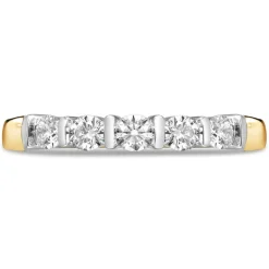 18 Carat Yellow Gold 5 Stone Diamond Bar Set 0.33ct Ladies Ring