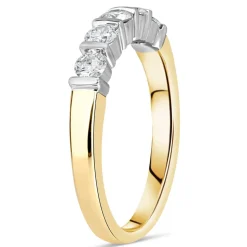 18 Carat Yellow Gold 5 Stone Diamond Bar Set 0.33ct Ladies Ring