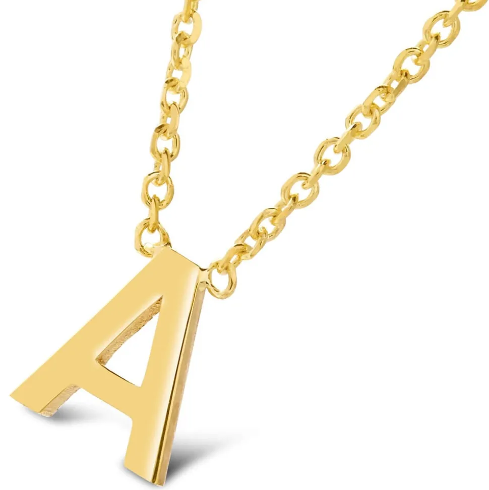 9 Carat Yellow Gold Petite Initial A Necklet