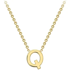 9 Carat Yellow Gold Petite Initial Q Necklet