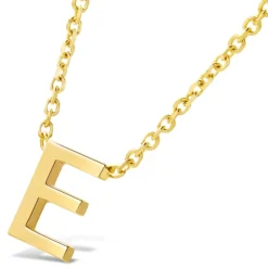 9 Carat Yellow Gold Petite Initial E Necklet