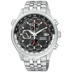 Citizen Chronograph Black Dial World Time with Stainless Steel Bracelet