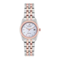 Citizen Eco Drive Corso 28mm White Dial Two Tone Bracelet Watch