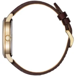 Citizen Eco Drive Rose Case Cream Dial Brown Leather Strap Date Feature Batons Watch