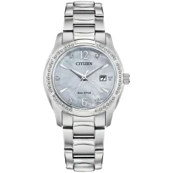 Citizen Eco Drive Silhouette Crystal 30mm Blue Dial Bracelet Watch