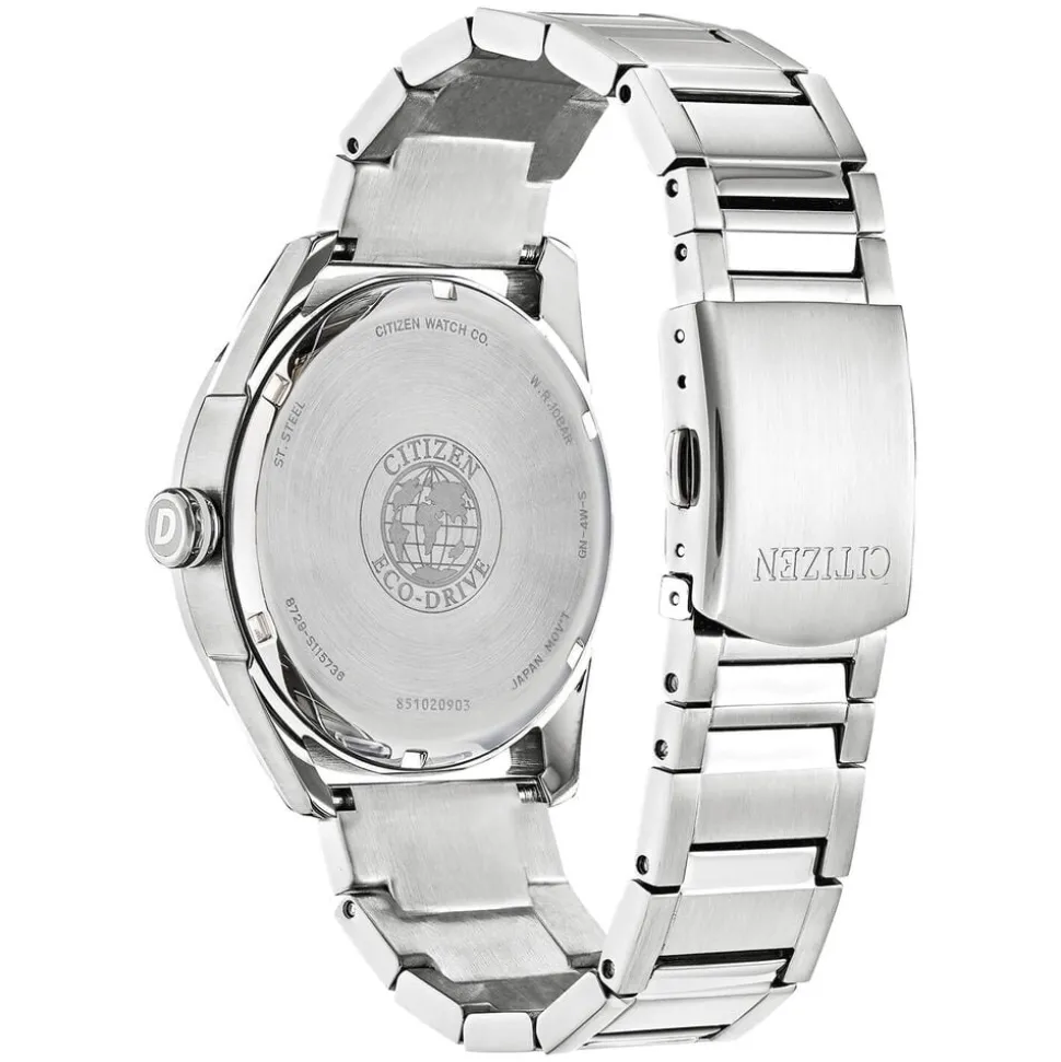 Citizen Eco Drive Silver Dial Stainless Steel Bracelet 42mm Mens Watch