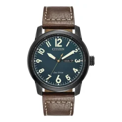 Citizen Eco-Drive Chandler Blue Dial and Brown Leather Strap Men's Watch