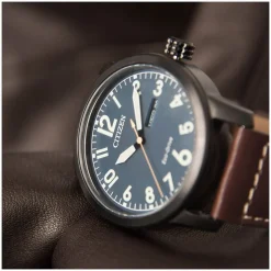 Citizen Eco-Drive Chandler Blue Dial and Brown Leather Strap Men's Watch