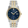 Citizen Eco-Drive Corso blue dial two-tone bracelet watch
