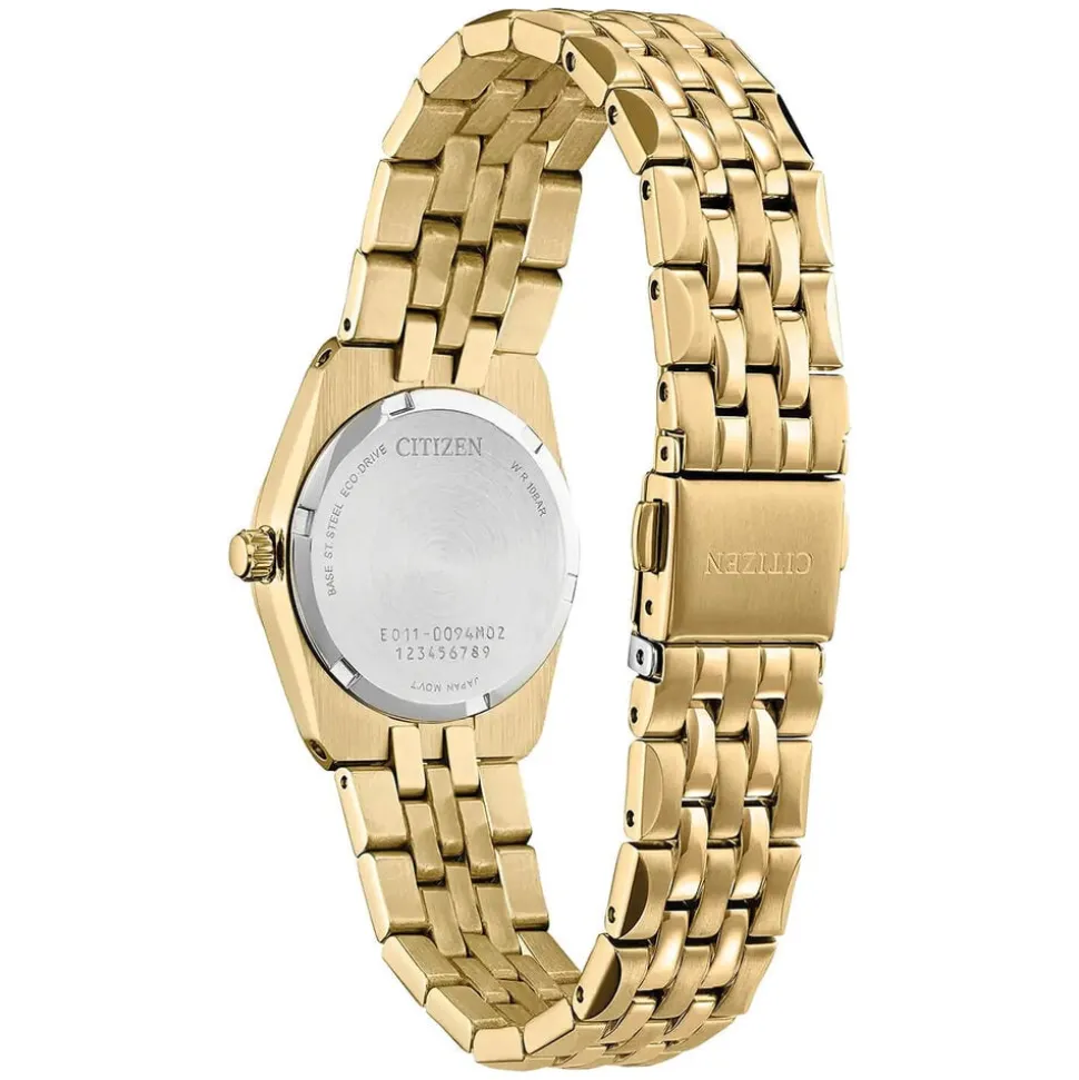 Citizen Eco-Drive Corso 28mm Black Dial Diamond Bezel Gold-Toned Steel Bracelet