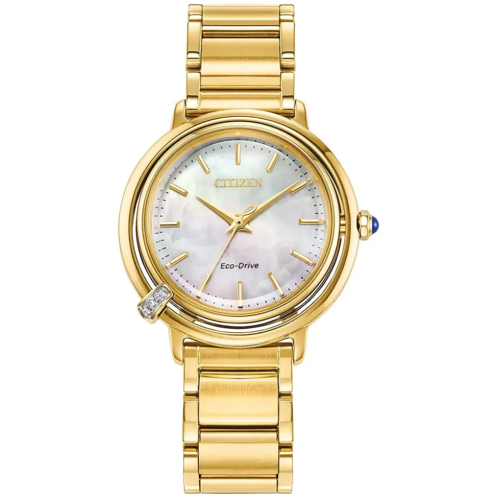 Citizen Eco-Drive L Arcly 31mm MOP Dial Gold-Toned Steel Bracelet Watch