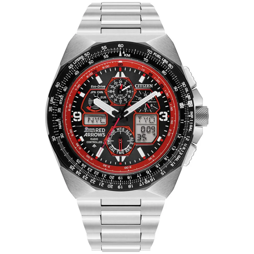 Citizen Eco-Drive Men's Limited Edition Red Arrows Black Dial Steel Bracelet Watch